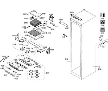 Cabinet Parts Diagram and Parts List for T24ID80NRP 39 Thermador Freezer
