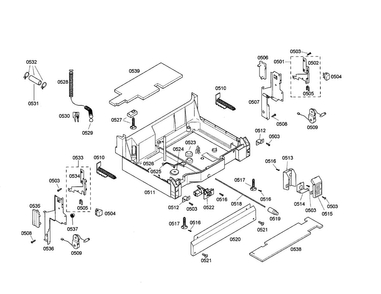 Base Diagram and Parts List for SHE47C06UC 21 Bosch Dishwasher