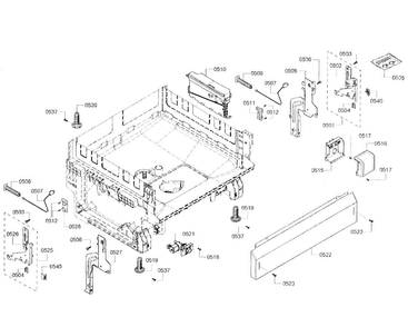 Base Assy Diagram and Parts List for SHE3AR76UC 07 Bosch Dishwasher