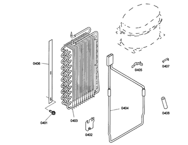 Evaporator Diagram and Parts List for KBUDT4255E 01 Thermador Refrigerator