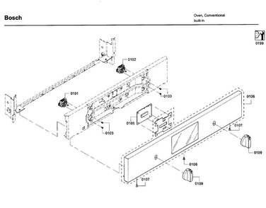 Control Panel Diagram and Parts List for HBN5651UC 03 Bosch Wall Oven