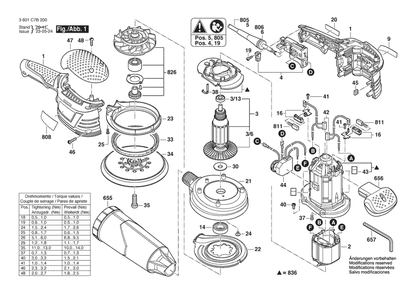 Section 1 Diagram and Parts List for GEX40-150 3601C7B210 Bosch Orbital or Palm Sander