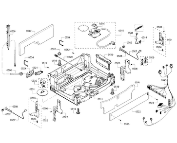 Base Section Diagram and Parts List for SHP68TL5UC 07 Bosch Dishwasher