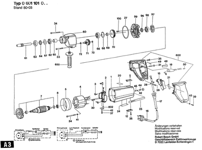 Section 1 Diagram and Parts List for 0601101904  Bosch Drill