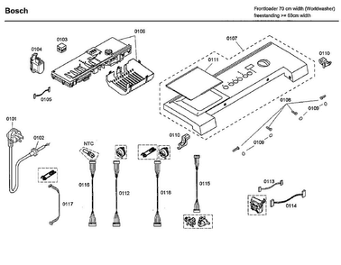 Control Panel Diagram and Parts List for WFMC3301UC 01 Bosch Washer