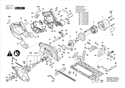 Diagram 1 Diagram and Parts List for GKS18V-22 3 601 FC1 210 Bosch Circular Saw
