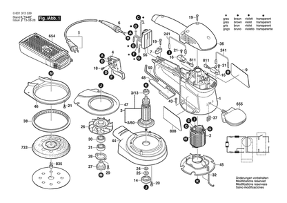 Section 1 Diagram and Parts List for GEX125AC 0601372539 Bosch Orbital or Palm Sander