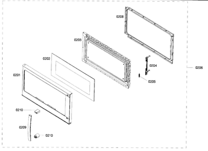 Door Assy Diagram and Parts List for HMV5051U 01 Bosch Microwave