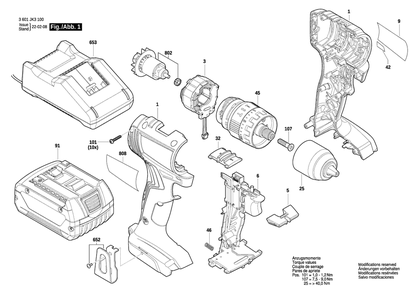 Diagram Diagram and Parts List for GSB185-LI 3 601 JK3 101 Bosch Impact Driver