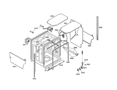 Tub Diagram and Parts List for SHE68M05UC 50 Bosch Dishwasher