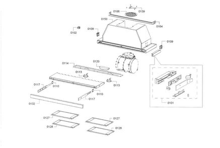 Hood Asy Diagram and Parts List for HUI50351UC 01 Bosch Range Hood