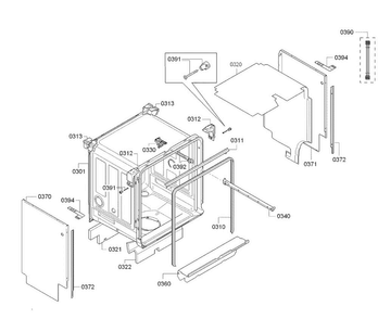 Tub Diagram and Parts List for SGE53U56UC C6 Bosch Dishwasher