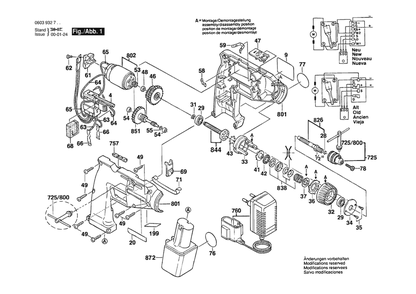 Section 1 Diagram and Parts List for 72VCOM 0603932734 Bosch Screwdriver