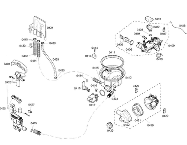 Pump Diagram and Parts List for SHX57C05UC 43 Bosch Dishwasher