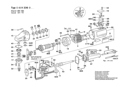 Section 1 Diagram and Parts List for 1336 0601336039 Bosch Angle Grinder