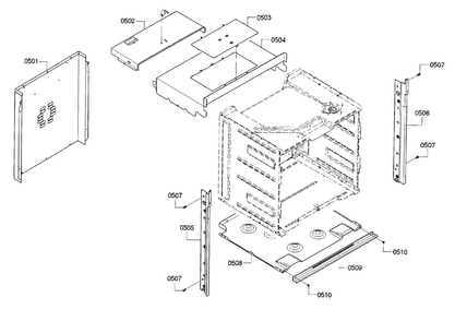 Cabinet Diagram and Parts List for HBN8451UC 01 Bosch Wall Oven