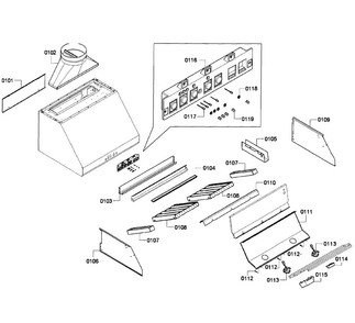 Range Hood Diagram and Parts List for PH30HS 01 Thermador Range Hood