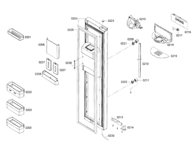 Door 1 Diagram and Parts List for B22CS50SNW 04 Bosch Refrigerator
