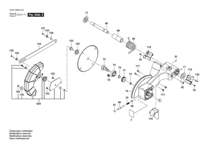 Figure 5 Diagram and Parts List for 3601M46010 GCM 18V-07S Bosch Miter Saw