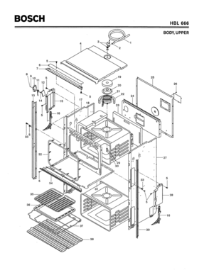 01 - BODY, UPPER Diagram and Parts List for HBL666  Bosch Range