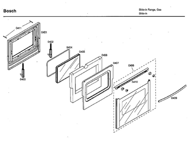 Door Diagram and Parts List for HDI7032U 01 Bosch Range