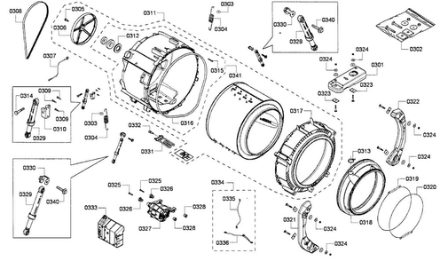 Tub Assy Diagram and Parts List for WFVC8440UC 19 Bosch Washer