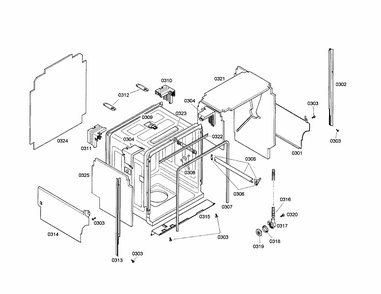 Tub Diagram and Parts List for S35KMK16UC 47 Bosch Dishwasher