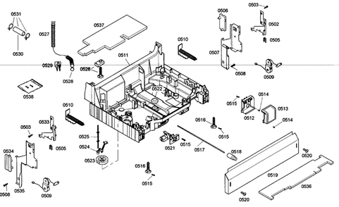 Base Assy Diagram and Parts List for SHE45M02UC 48 Bosch Dishwasher