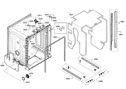 Frame & Cavity Diagram and Parts List for SHX3AR55UC 15 Bosch Dishwasher