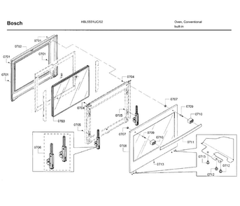 Door 2 Diagram and Parts List for HBL5551UC 02 Bosch Wall Oven