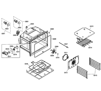 Oven Assy Diagram and Parts List for HBL5450UC 02 Bosch Wall Oven