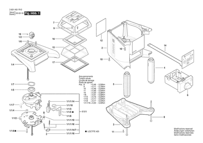 Section 1 Diagram and Parts List for GRL2000-40HK 3601K61R10 Bosch Laser Level