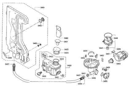 Pump Assy Diagram and Parts List for SGE63E15UC 87 Bosch Dishwasher