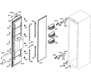 Door Assy Diagram and Parts List for T24ID80NLP 47 Thermador Freezer