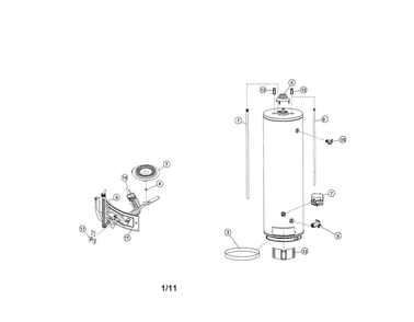 Water Heater Diagram and Parts List for 153332421  Kenmore Water Heater