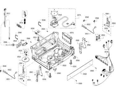 Base Diagram and Parts List for SHXN8U55UC 07 Bosch Dishwasher