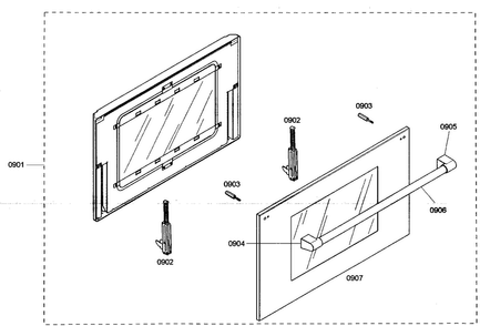Door Assy Diagram and Parts List for PRD364EDHU03  Thermador Range