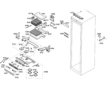 Cabinet Parts Diagram and Parts List for T24IF70NSP 05 Thermador Freezer