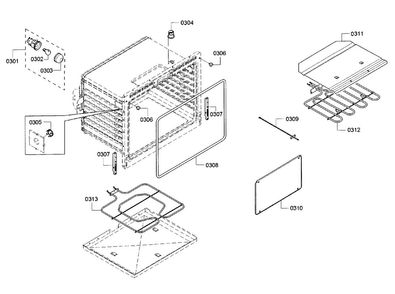 Cavity-upper Diagram and Parts List for HBL5551UC 01 Bosch Wall Oven