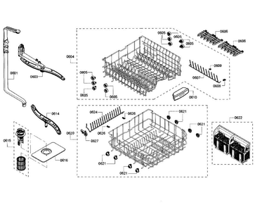 Baskets Diagram and Parts List for SHX3AR76UC 21 Bosch Dishwasher