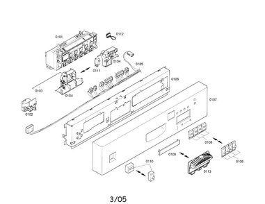 Fascia Panel/console/console Module Diagram and Parts List for SHU43C07UC 17 Bosch Dishwasher