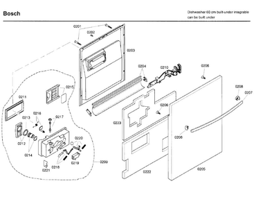 Door Asy Diagram and Parts List for SHX43C02UC 21 Bosch Dishwasher