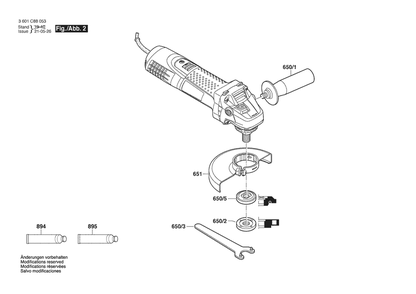 Section 2 Diagram and Parts List for GWS7-125N 3601C88057 Bosch Angle Grinder