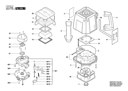 Diagram Diagram and Parts List for RL25H F 034 K61 011 Bosch Laser Level