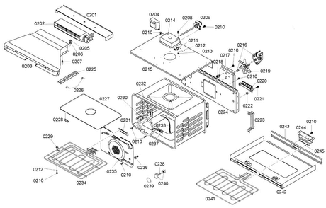 Cavity Diagram and Parts List for HBN642AUC 01 Bosch Wall Oven