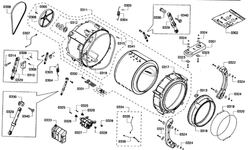 Drum Diagram and Parts List for WFVC844PUC 23 Bosch Washer