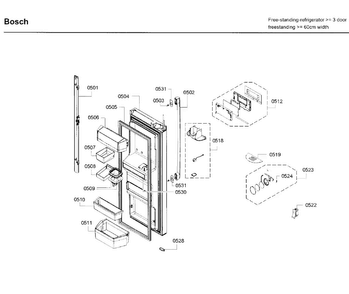 Door Asy Diagram and Parts List for B26FT70SNS 08 Bosch Refrigerator