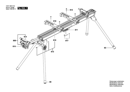 Diagram Diagram and Parts List for GTA3800 3 601 M24 011 Bosch Miter Saw