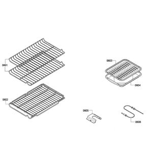 Shelfs Diagram and Parts List for HES7282U 05 Bosch Range