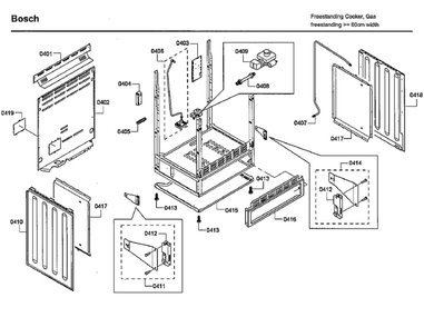 Cabinet Diagram and Parts List for HGS7132UC 04 Bosch Range